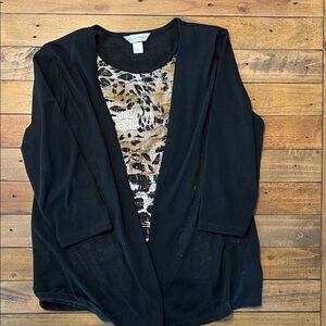 Christopher & Banks Black Knit Cardigan with built in tank